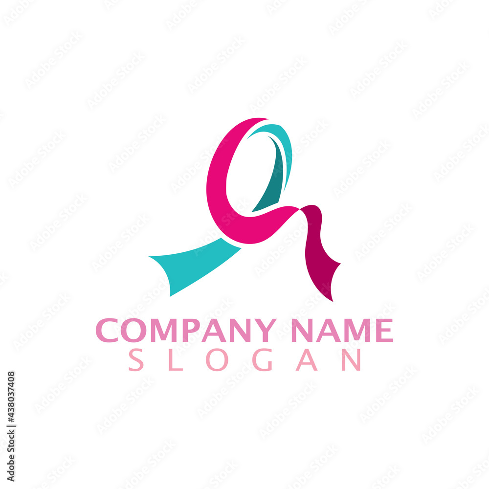 Modern style cancer awareness ribbon that indicate progress logo template Modern style cancer awareness ribbon that indicate progress logo template