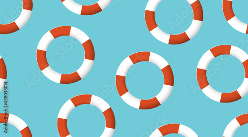 Bailout. Red and white lifebuoy ring. Seamless pattern. Eps 10 vector illustration