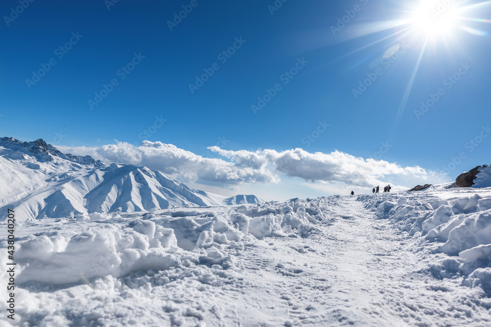 Winter season, Gulmarg is a town, a hill station, a popular tourist & skiing destination, Kashmir, India Winter season, Gulmarg is a town, a hill station, a popular tourist & skiing destination, Kashmir, India