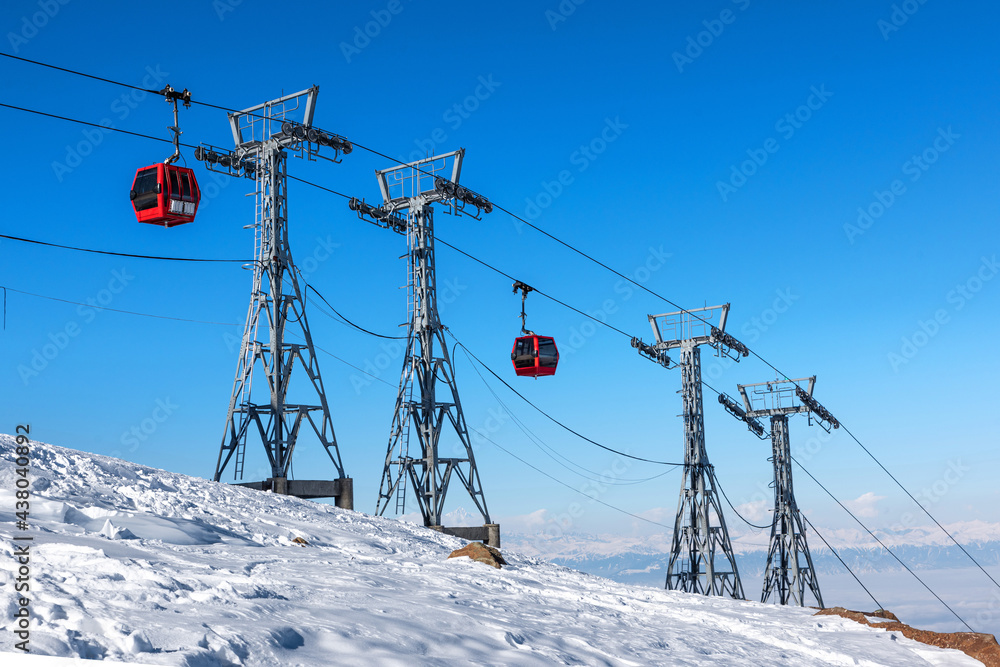 Gandola cable car in Gulmarg Kashmir India during the winter season. Gandola cable car in Gulmarg Kashmir India during the winter season.