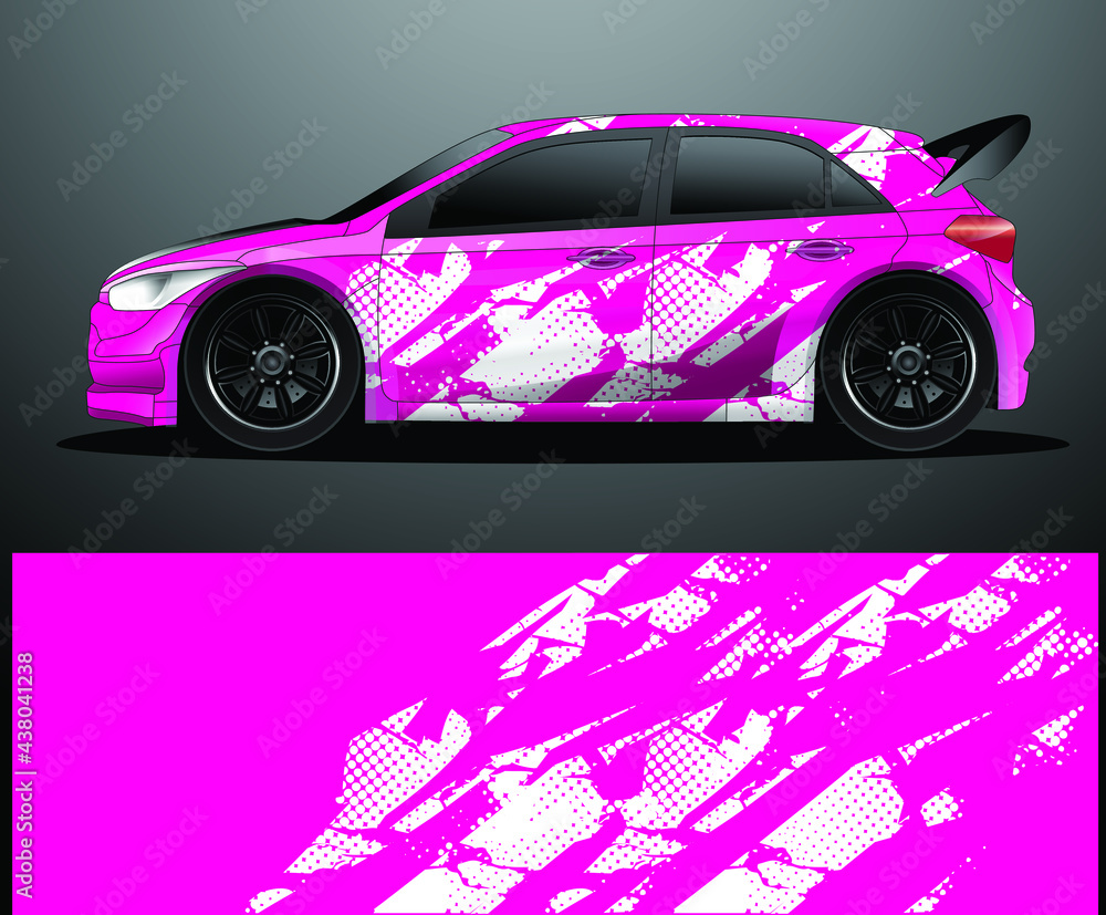 Rally car decal graphic wrap vector, abstract background