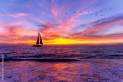 Sunset Sailboat Inspirational Landscape