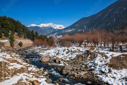 Beautiful view of Pahalgam during winter season