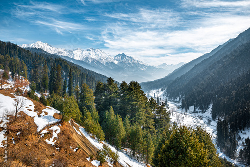 The winter scene in Aru Valley near Pahalgam, Kashmir, India. photo