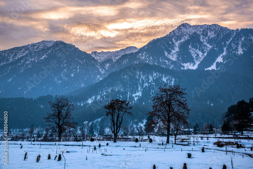 Beautiful view of Pahalgam during winter season