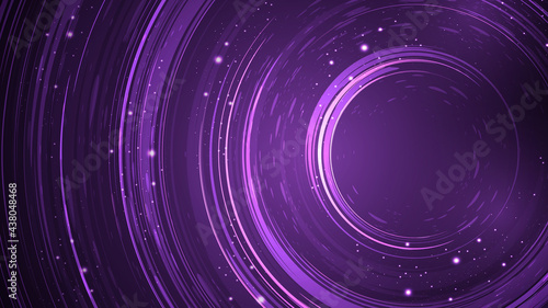 Purple abstract background with circular shapes created with brush and decorated with sparkle.