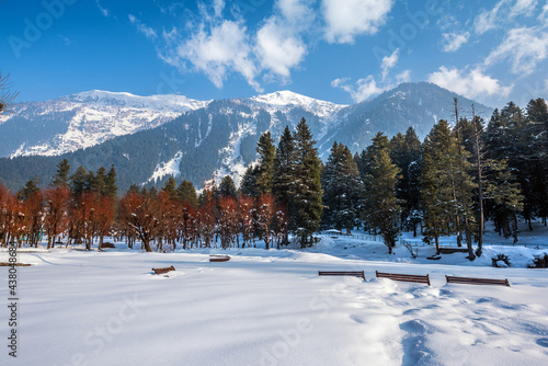 View of Betab Valley in winter season, near Pahalgam, Kashmir, India photo