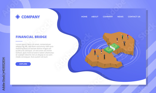 financial bridge concept for website template or landing homepage with isometric style