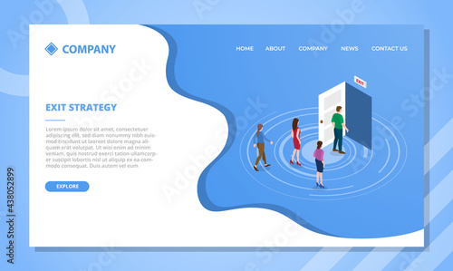 exit door strategy concept for website template or landing homepage with isometric style