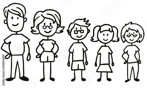 Silueta de familia con cinco integrantes