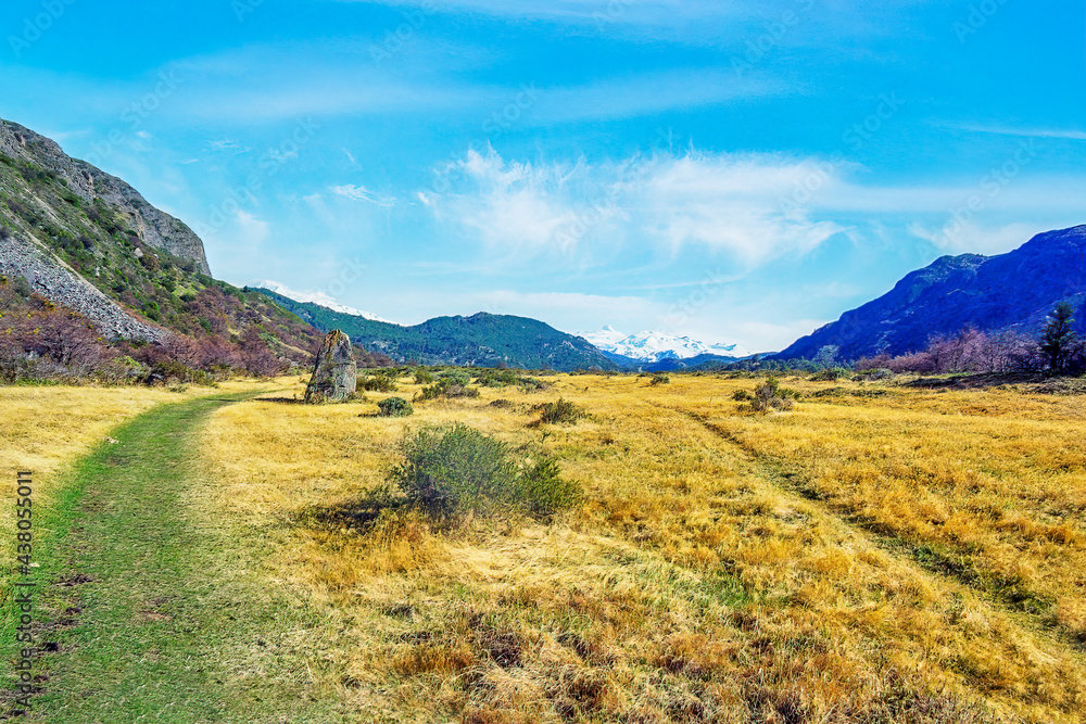 Landscape and hiking trail, in Torres del Paine National Park