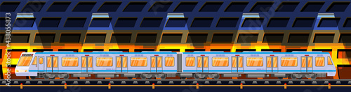 Detailed Underground Train Car in Tunnel.