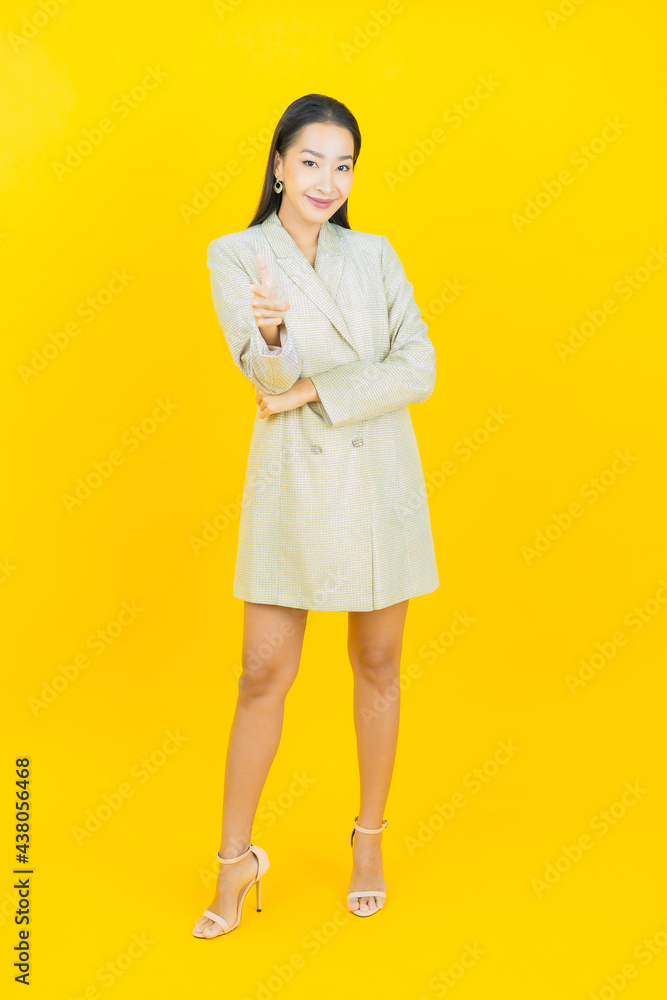 Portrait beautiful young asian woman smile with action Portrait beautiful young asian woman smile with action