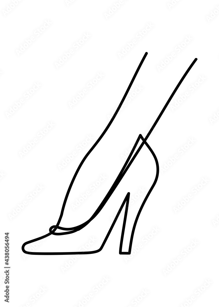 Outline of female foot and high heeled shoe Outline of female foot and high heeled shoe