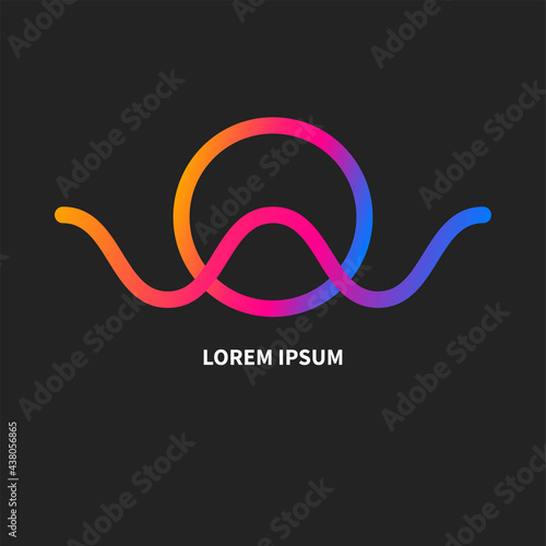 Sun and wave minimal sign. Travel agency logo