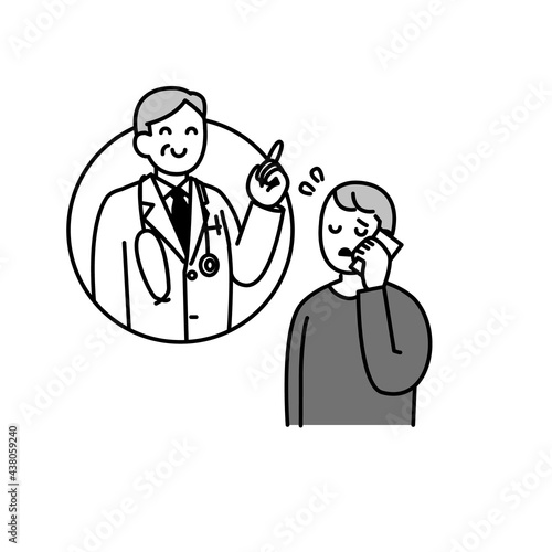 電話で医療従業者に相談する人イラスト素材