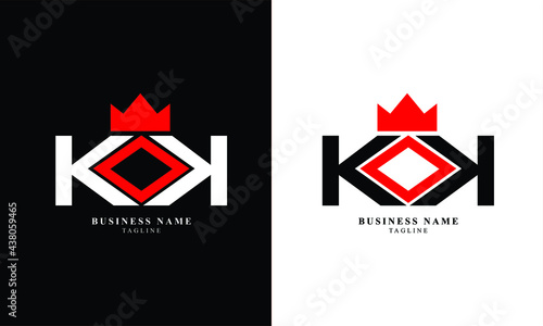 KOK, KOK KING, Abstract initial monogram letter alphabet logo design