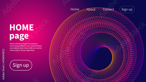 Layout of websites home page with abstract spiral shape