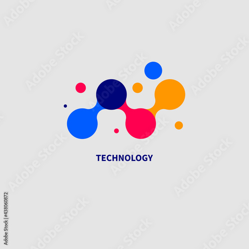 Nano technology symbol. Connected abstract shapes
