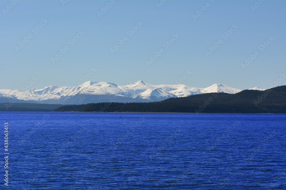 Alaska mountains with sea