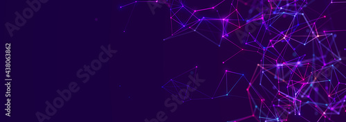 Abstract digital connection dots. Technology background. Network connection structure. 3d rendering. widescreen © Ihor