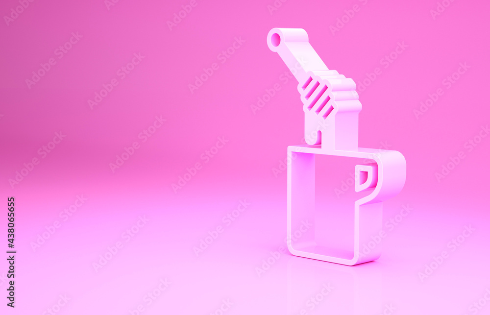 Pink Honey dipper stick with dripping honey icon isolated on pink background. Honey ladle. Minimalism concept. 3d illustration 3D render Pink Honey dipper stick with dripping honey icon isolated on pink background. Honey ladle. Minimalism concept. 3d illustration 3D render