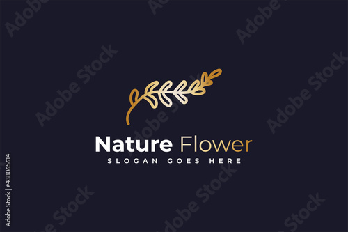 Golden Flower Logo for Spa  Hotel  Resort or Beauty Logos