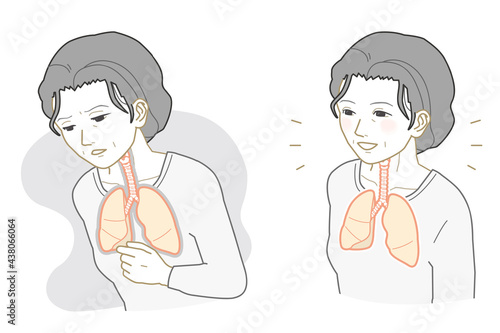 Unhealthy lungs, granma with healthy lungs
