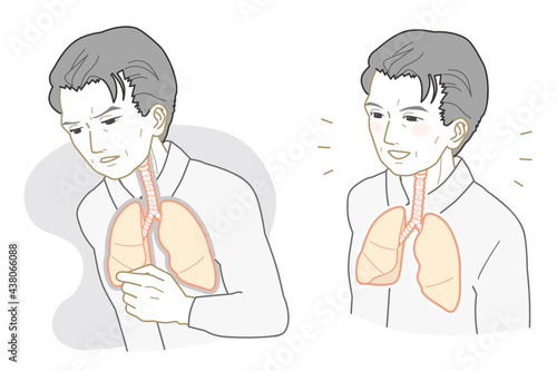 Unhealthy lungs, granpa with healthy lungs
