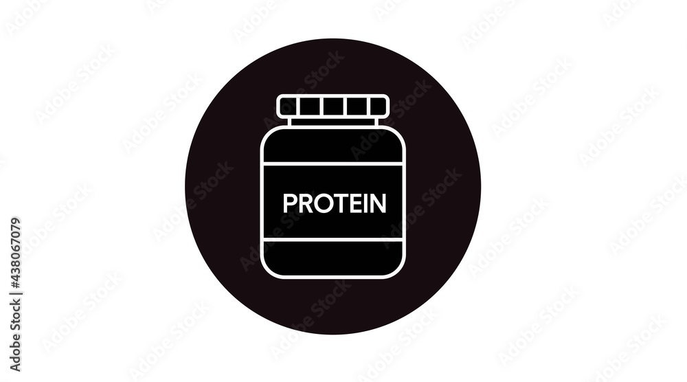 Vector Isolated Illustration of a Protein Bottle. Black and White Protein Bottle Icon. Vector Isolated Illustration of a Protein Bottle. Black and White Protein Bottle Icon.