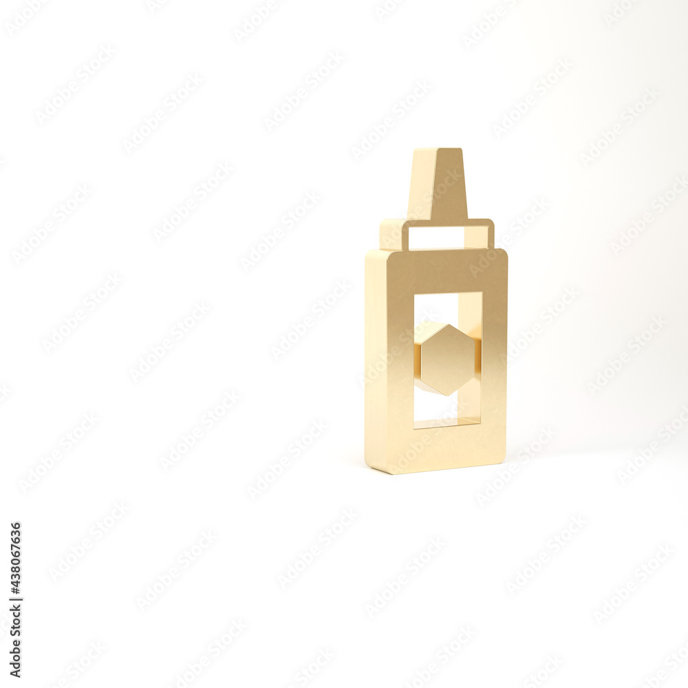 Obraz premium Gold Jar of honey icon isolated on white background. Food bank. Sweet natural food symbol. 3d illustration 3D render