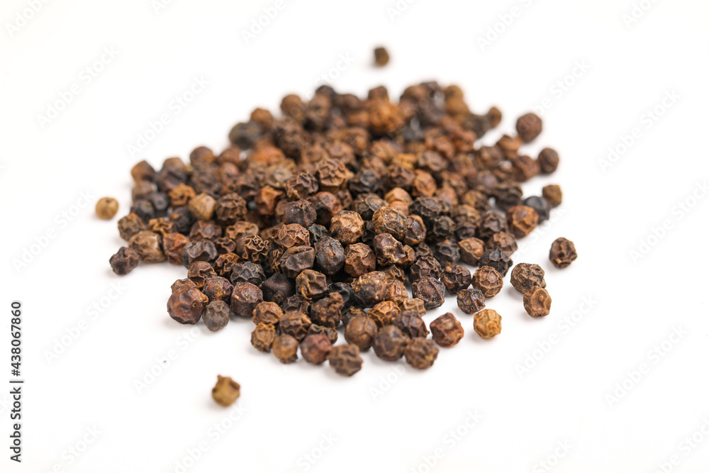 Black pepper seed on white background. Black pepper seed on white background.