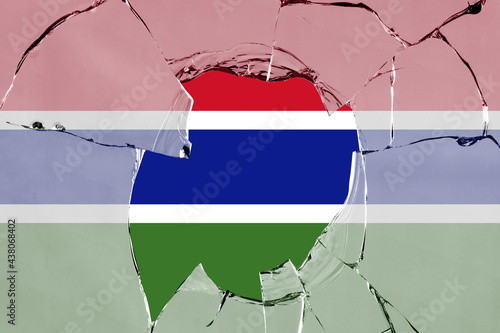 3D Flag of Gambia on glass photo