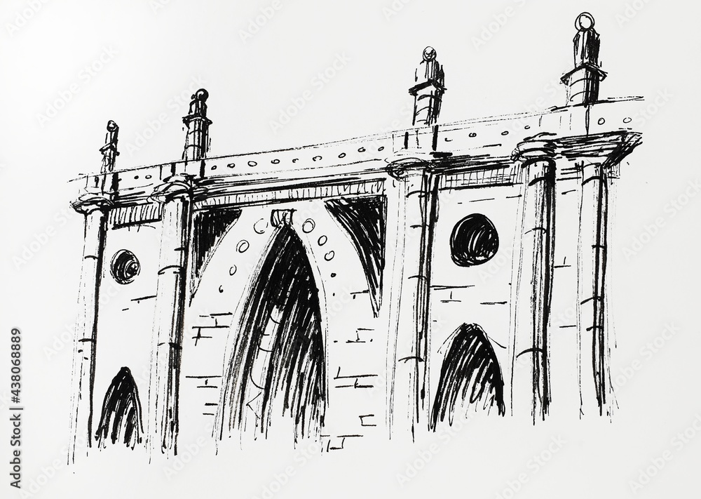 Ink sketch of a bridge