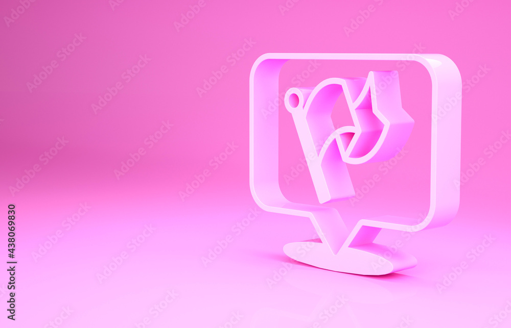Pink Flag icon isolated on pink background. Victory, winning and conquer adversity concept. Minimalism concept. 3d illustration 3D render Pink Flag icon isolated on pink background. Victory, winning and conquer adversity concept. Minimalism concept. 3d illustration 3D render