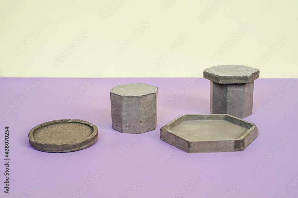 Cosmetic background for product presentation. Concrete podiums. Cosmetic background for product presentation. Concrete podiums.