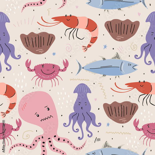 Seafood or sea animals patt...