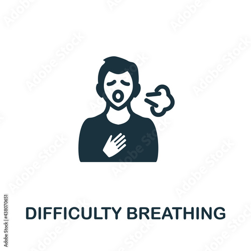 Difficulty Breathing icon. Monochrome simple element from coronavirus symptoms collection. Creative Difficulty Breathing icon for web design, templates, infographics and more