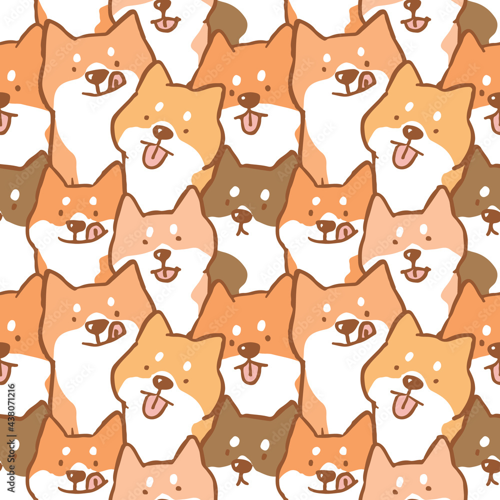 Fototapeta premium Seamless Pattern of Cute Shiba Inu Dog Illustration Design