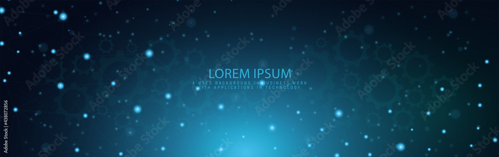 Line design or website banner with abstract geometric background and connecting dots and lines. in business concept global network connection digital technology with blue background Line design or website banner with abstract geometric background and connecting dots and lines. in business concept global network connection digital technology with blue background