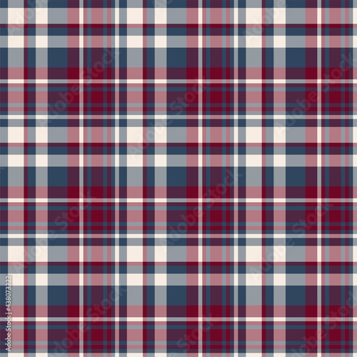 Plaid seamless pattern. Vector background of textile ornament. Flat fabric design.