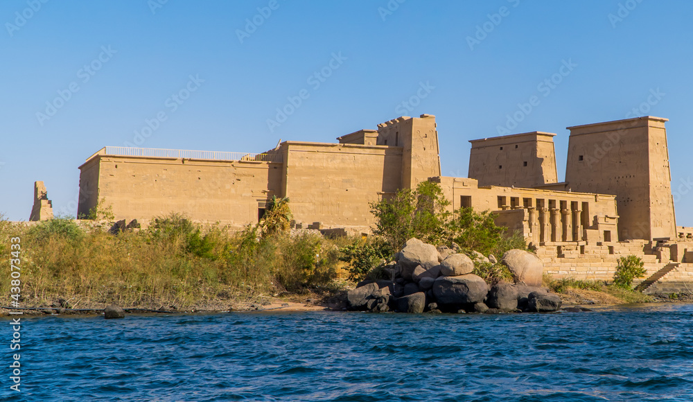 Panorama view of the Temple of Isis on Agilkia Island (formerly Philae