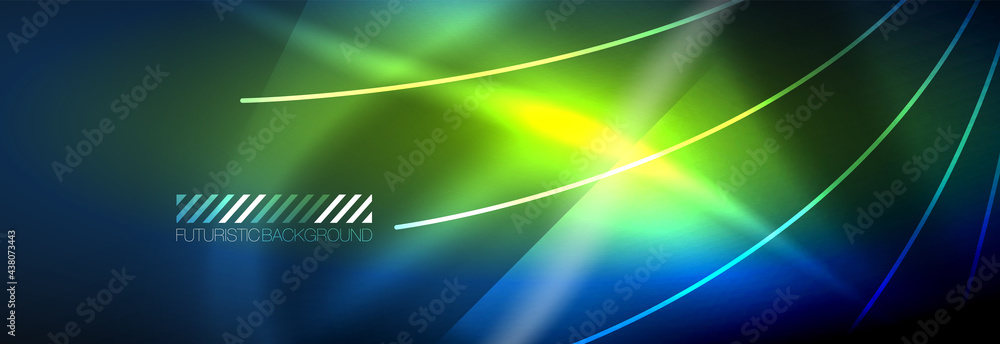 Naklejka premium Neon dynamic beams vector abstract wallpaper background. Wallpaper background, design templates for business or technology presentations, internet posters or web brochure covers