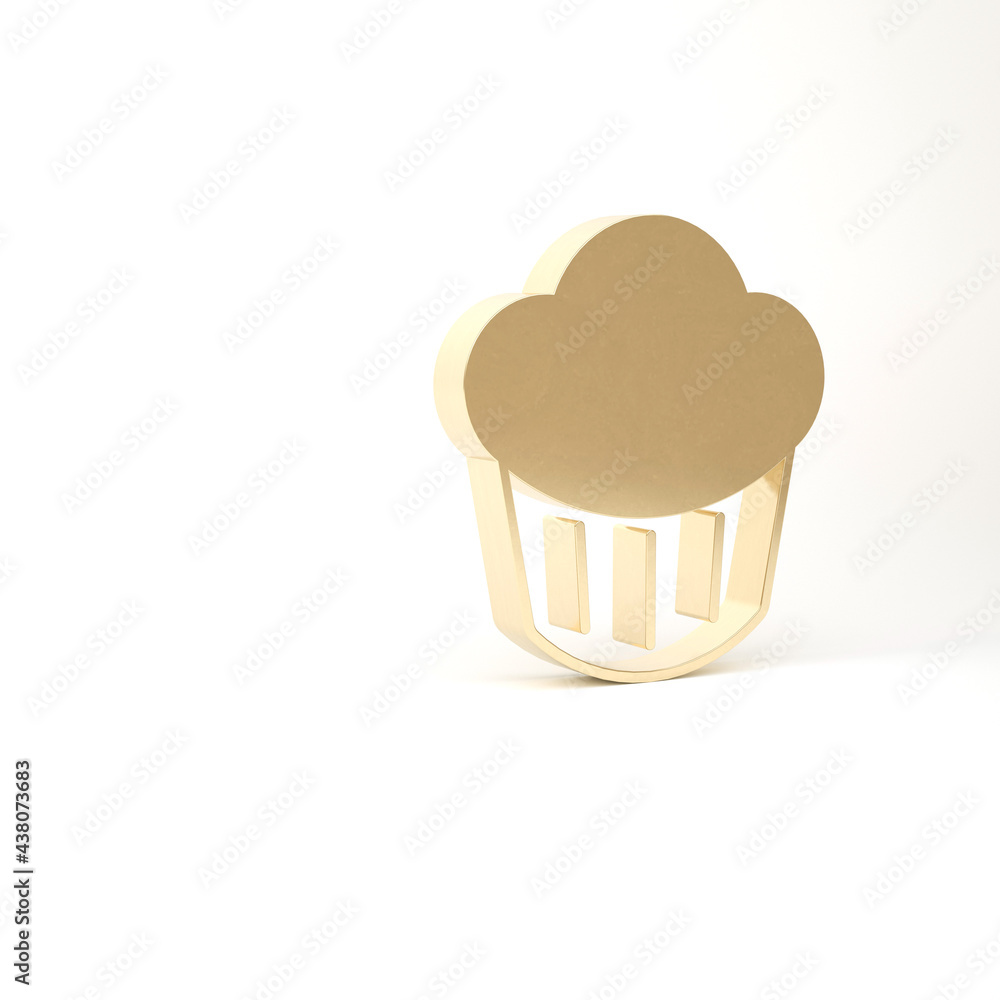 Gold Cupcake icon isolated on white background. 3d illustration 3D render Gold Cupcake icon isolated on white background. 3d illustration 3D render