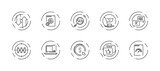 10 in 1 vector icons set related to seo link optimization theme. Black lineart vector icons isolated on background.