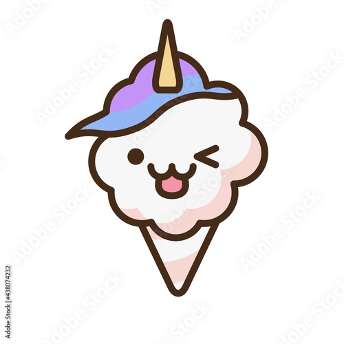 Cotton candy emoji vector character.
