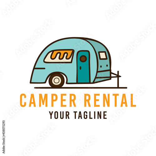 Vector emblem of caravan for camping