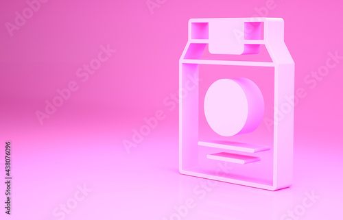 Pink Online ordering and fast food delivery icon isolated on pink background. Minimalism concept. 3d illustration 3D render