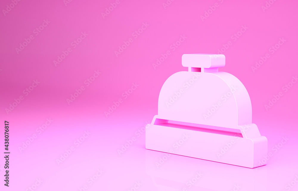 Pink Hotel service bell icon isolated on pink background. Reception bell. Minimalism concept. 3d illustration 3D render Pink Hotel service bell icon isolated on pink background. Reception bell. Minimalism concept. 3d illustration 3D render