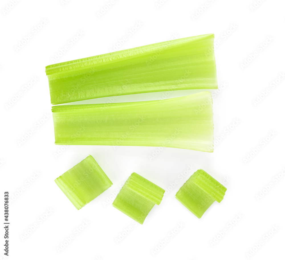 Top view of celery isolated on white background
